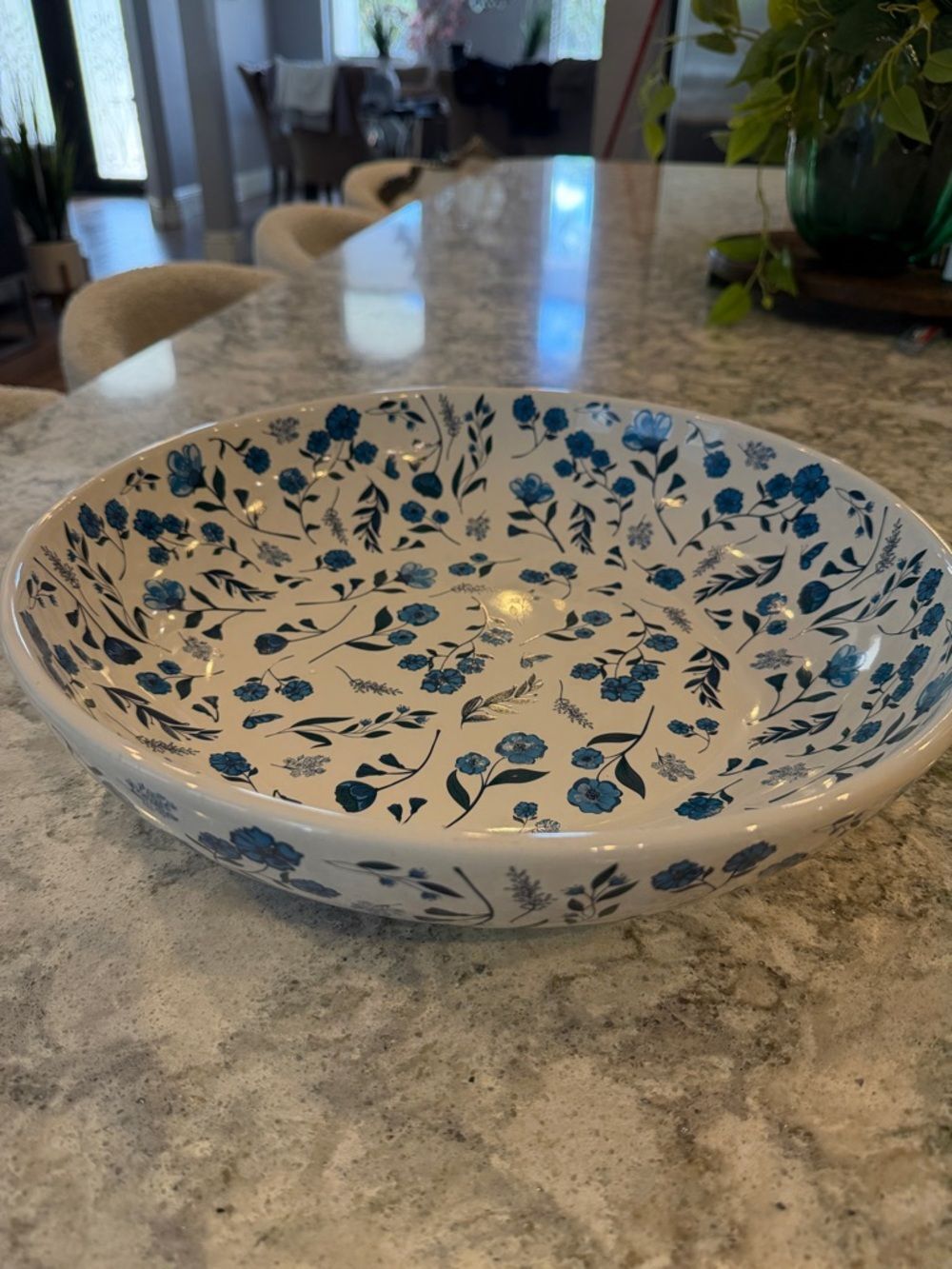 Temptations Blue Floral Ceramic Serving Bowl